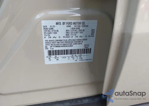 2025 Ford Maverick Xl из США, поврежденный, VIN 3FTTW8B34SRA32485